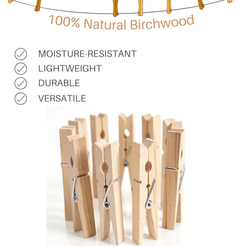 LOTIMOYIA Wooden Clothespins, 3.55Inch, 46 Pack