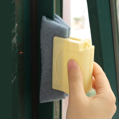 1PCS Cleaning Brush Window Frame Door Cleaning Brushes Sliding Door Track Cleaner Tools Hand-held,Brush 14 * 8cm,Beige - color: Beige