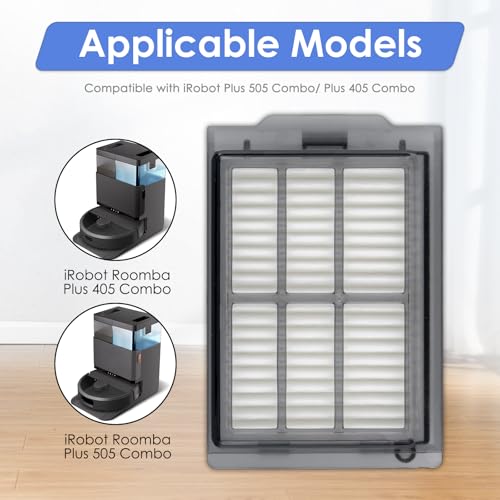 (4 Pack) Plus 405 Combo Replacement HEPA Filters Compatible with iRobot Plus 505 Combo robot + AutoWash dock/Plus 405 Combo Robot Vacuum, Canister Filters, Upright Filter - color: Plus 505 Combo HEPA Filter(4 Pieces)