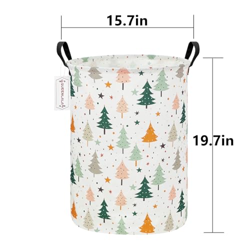 QUEENLALA Large Foldable Round Storage Basket Laundry Hamper, Pine tree - color: Round-pine tree