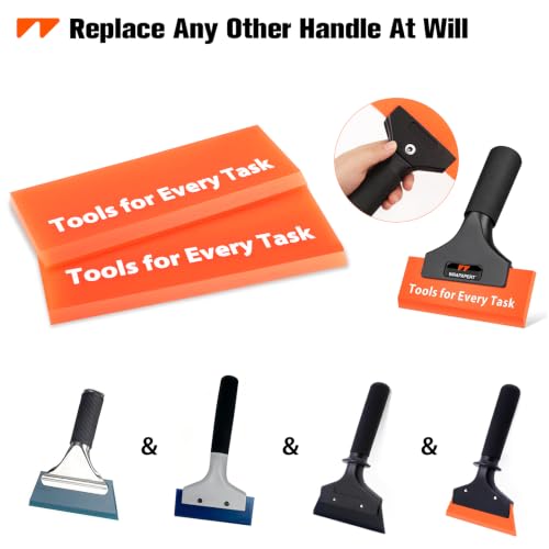 WRAPXPERT Rubber Squeegee 2 Pack, Window Tint Squeegee 5.1x 2 inch, Professional Tint Tool with 85A PU Blade for Front Windows Rear Glass, Auto Car Glass Film Installation - size: 2 Pack, No Handle