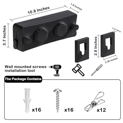 Retractable Clothesline - Heavy Duty 44lb Dual 304 Stainless Lines,16.7ft Anti-Sag Design,Install for Indoor/Outdoor Use (Black, Dual Lines) - color: Black, size: Dual Lines