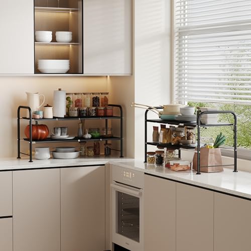 Under Sink Organizers and Storage,Expandable under cabinet organizer Shelf - size: 8 thickened iron plates(12.28"deep)