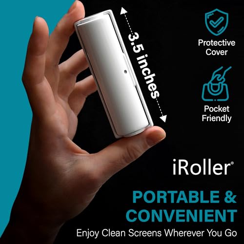 Screen Cleaner by iRoller - Pack of 24 - No Need for Spray or Wipes, Liquid Free - Reusable & Washable -Portable iPad Screen Cleaner for Touchscreen- Ideal for Phone, iPhone, MacBook, Monitor - 3.5" - size: 24 pack