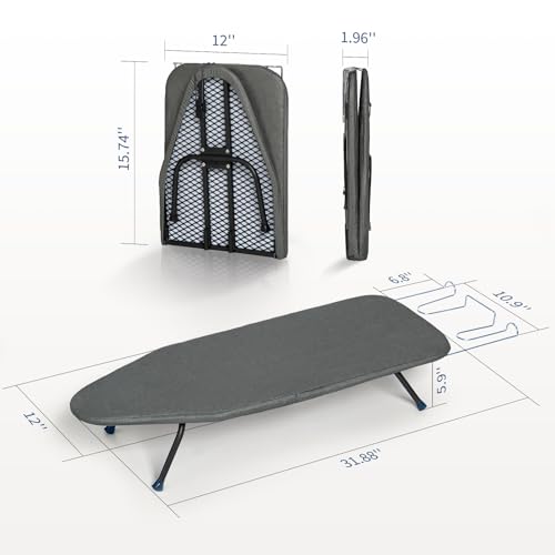 Small Ironing Board Foldable 32"x12" Black - color: Black