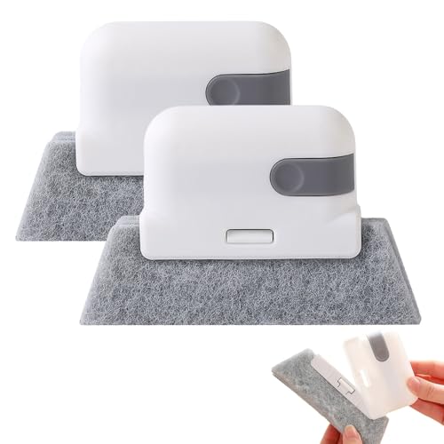 Magic Window Track Cleaning Brush, 2Piece Universal Dust and Dirt Remover for Window, Shower, Car Vents, Rails and Corners,White - color: White