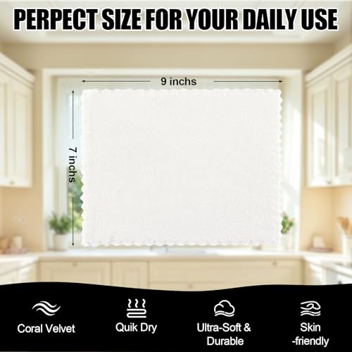 Kitinjoy 24 Pack Kitchen Cloths Dish Towels (7" x 9", White) - color: White, size: 7 X 9 inch- 24 Pack