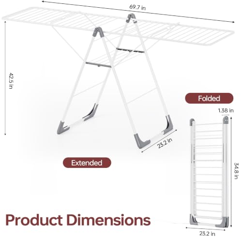 APEXCHASER Clothes Drying Rack, Large Capacity Drying Rack Clothing - color: Pearl White
