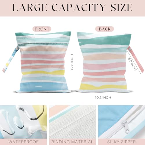 3 Pcs Wet Bag, Wet Dry Bag, Waterproof Bag, Small Laundry Bag, Wet Bag for Pool, Beach, Swimsuit, Makeup Bag, Diapers,Cruise Ship Essentials,Rainbow Gifts, Beach Accessories Travel for Women - color: 3PCS Rainbow 1