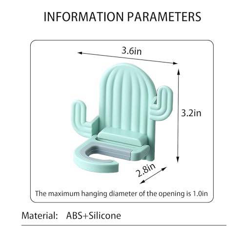 4 pack Broom and Mop Holder Wall Mount,Cute Cactus Wall Utility Hooks No Drill Mop and Broom GripperDecorative Hanging Holder for Bathroom Kitchen(White, Pink, Yellow, Mint Green) - color: White, Pink, Yellow, Mint Green