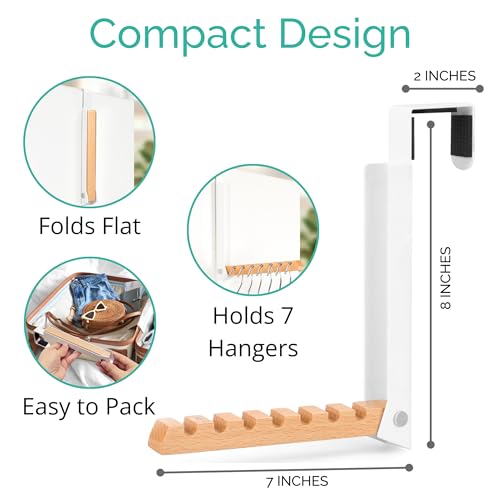 TERRA HOME Over The Door Clothes Hanger – Portable Retractable Travel-Friendly Laundry Room Hanging Rack – Convenient Over The Door Drying Rack for Laundry Ease - 2PCS (White) - color: White - 2 Pack