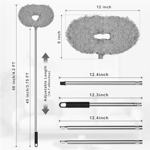 Eunice Ceiling Fan Cleaner Duster with Extension Pole, Gray 4.2FT - color: Gray, size: 4.2FT