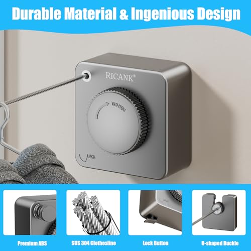 Retractable Clothesline Indoor & Outdoor (Gray, Square) - color: Gray