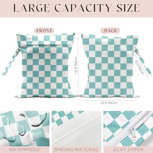 Wet Bag for Swimsuit, Beach Travel Essentials Wet Dry Bag, for Sunscreen Toiletry Dirty Clothes Yoga Gym Diaper, Friends Summer Beach Vacation Gifts. Blue white plaid - color: Blue White Plaid