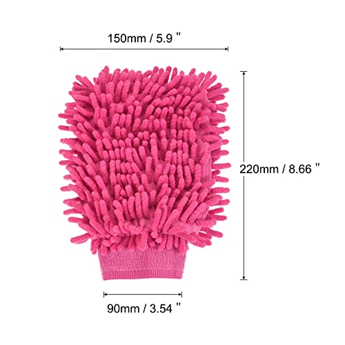 MECCANIXITY Microfiber Soft Chenille Wash Mitten Double Sided Dusting Glove for House Cleaning, Pink - color: Pink
