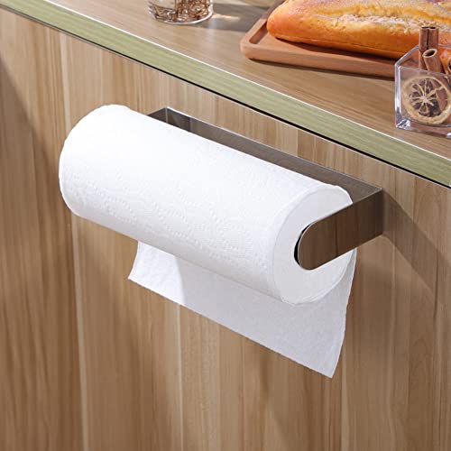ZUNTO Adhesive Paper Towel Holder, Under Cabinet Paper Towel Rack for Kitchen - Great Space Saver, SUS 304 Stainless Steel (Polished) - color: Silver/Polished