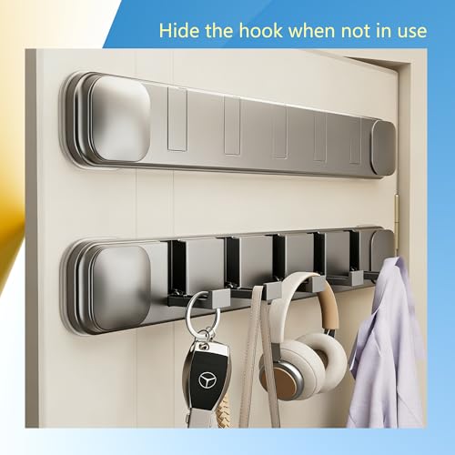 Suction Cup Hooks 5-Hook Foldable Hanger - Removal Hooks for Bathroom Kitchen Bedroom Door, Heavy Duty Towel Rack Organizer (Gray) - style: BXP-6247-7-1