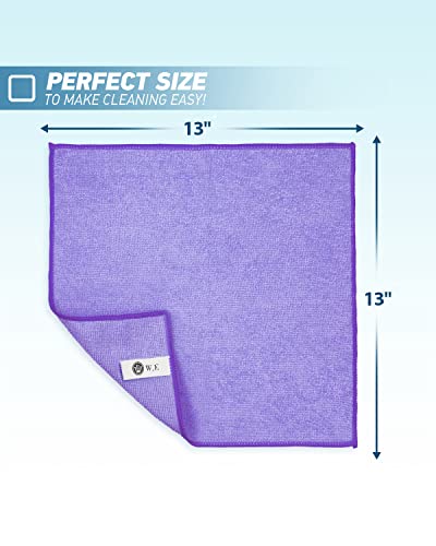 Microfiber Cleaning Cloth-24Pcs (13x13 inch) Ultra Soft Highly Absorbent Rags for Housekeeping-Machine Wash (Purple) - color: Purple, size: 24-Pack (13"x13")