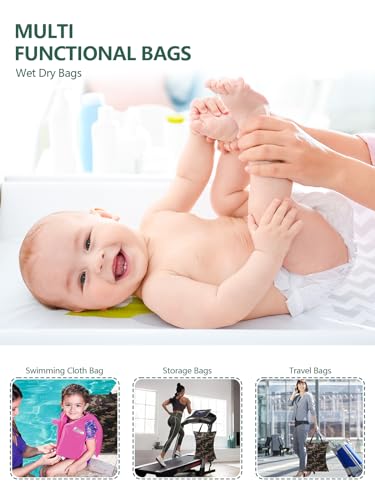 ALVABABY Large Wet Dry Bag Waterproof Hanging Cloth Diaper with Double Zippered Pockets 25x18 inches Laundry Bag HL-LW28 - color: Camouflage