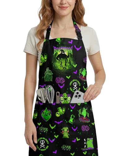 Women Apron, Cute Kitchen Aprons for Women, Girls - color: Black Night