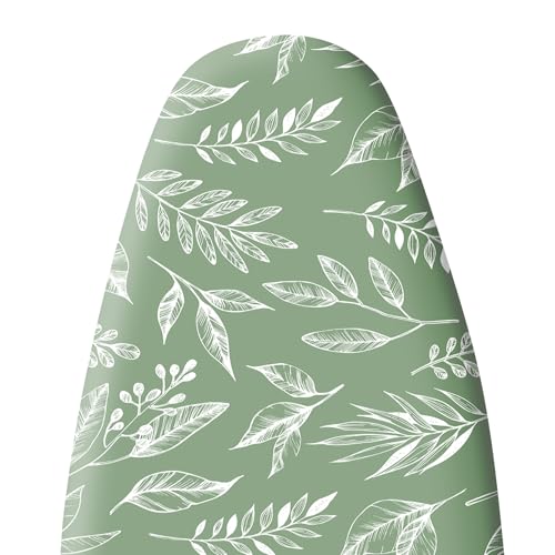 Extra Thick Ironing Board Cover and Pad, 15x54 Ironing Board Cover, Resist Scorching and Staining,Elastic Edges,Sage Green Spring Summer Plants - color: Green Leaf2