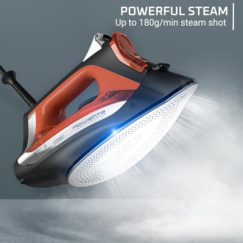 Rowenta Iron Steamer for Clothes, Stainless Steel Soleplate Steam Iron, Microsteam Holes, 1700 Watts, Lightweight, Auto-off, Black, DW2360 - style: Corded Iron - Auto Shut-Off