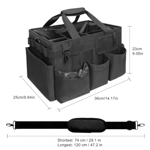 Large Cleaning Caddy Organizer, Adj Straps & Board Dividers - color: Black, size: Large