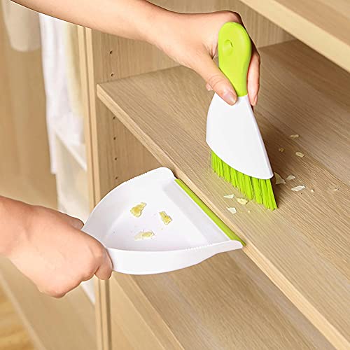 Dust pan Broom Brush Dustpan - Small Broom and Dustpan Set,Mini Broom and Dustpan,Small Dustpan and Brush Set for Home Cleaning,Sofa,Desk,Guinea Pig Cage,Cat Litter etc.(Green 2 Set) - color: Green, size: 2 Set