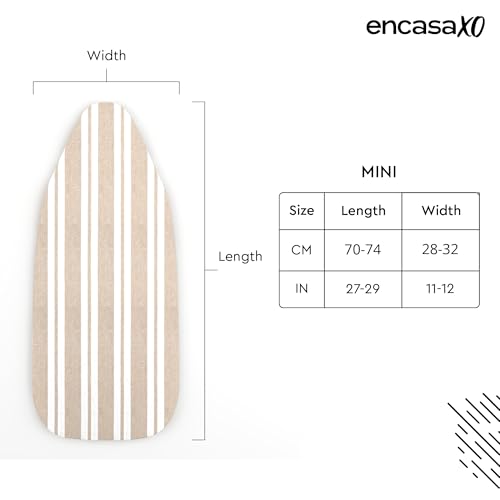 Encasa XO Ironing Board Cover and Pad, Thick Felt 28"x12" - color: Franca Beige Stripes, size: Mini