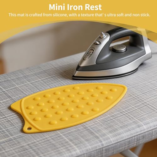 Mini Iron Rest, Silicone Iron Rest Pad Protective Pads with Wall Hole and Multicolor for Ironing Board (Yellow) - color: Yellow