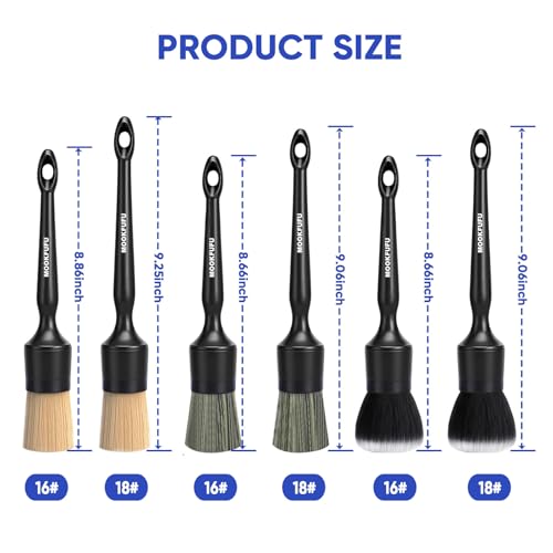 Car Detailing Brush, 6PCS Ultra Soft Boars Hair Car Interior Exterior Detailing Brushes, Scratch-Free Car Cleaning Dust Brush for Dashboard, Emblem, Air Vents, Wheels, Leather Seat - color: 6 Pcs