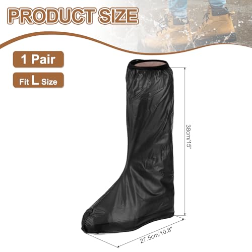 HARFINGTON Waterproof Shoes Cover L (US 6) Non-Slip Overshoes with Zipper - color: Black, size: L (US 6)