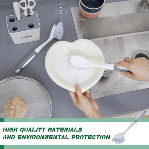 Hsei 30 Pcs Kitchen Scrub Dish Brush Bulk, Gray - color: Gray and White