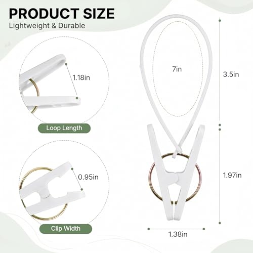 60 Pack Multi-Purpose Clothes Peg Clips with Plastic Rope, Windproof Laundry Hanging Clips for Baby Clothes Socks Pants Underwear Towel, Closet Storage Organizer for Home Bathroom Drying (White) - color: White