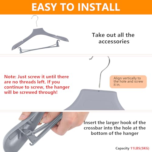 DEDU Suit Hangers for Men 20 Pack, Grey Coat Hangers Extra Wide Non Slip Width 17.7", Thick Plastic with Pants Bar & Metal Hook - color: Gray, size: 20 Pack