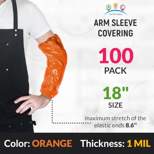 ABC PACK & SUPPLY Disposable Arm Sleeves, 18 Inch PE Arm Covers, Sleeve Covers with Elastic Ends for Food Processing - color: Orange, size: 2000 Pack