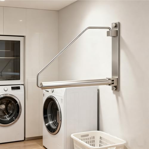 Folding Wall Mounted Clothes Hanger Rack Clothes Hook Solid Brass with Swing Arm Holder Clothing Hanging System Closet Storage Organizer Heavy Duty Drying Rack Wall Mount,Brushed Nickel - color: Brushed Nickel, size: Triangle