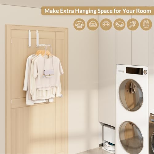 Over The Door Clothes Hanger,Foldable Over The Door Storage Hooks with 10 Ridges,Space Saving Clothes Drying Rack for Dorm Laundry Room Bathroom Closets - color: White-1(M3)
