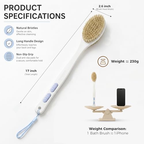 Back Scrubber for Shower with Long Handle, Blue - color: Blue, size: 1 pack