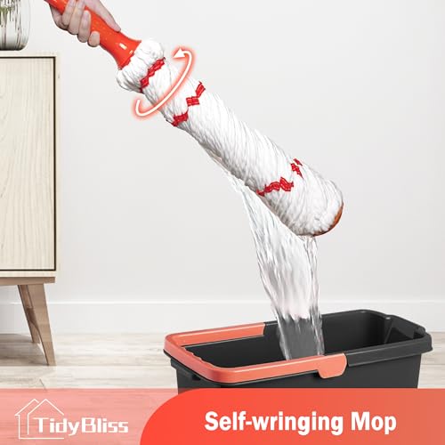 Self Wringing Twist Mop Head Replacement for Floor Cleaning, Washable Microfiber Cotton String Mop Refills with Scouring Pad for Hardwood, Tile, Bathtub, Kitchen - size: 17.72 inches