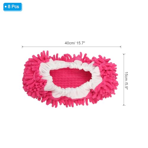 MECCANIXITY Mop Slippers Washable Microfiber Floor Cleaning Shoes Cover Chenille Duster Foot Socks Tools for House Clean, Fuchsia 8 Pack - color: Fuchsia