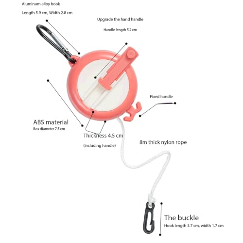 Portable Travel Clothesline -26.24 ft Outdoor Retractable Clothesline with 10 Anti-Slip Clips for Camping,Hotel Trips, Cruises, Outdoor,Indoor Use