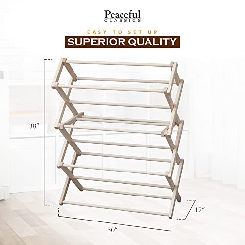 Peaceful Classics Wooden Folding Laundry Rack, 38x30x13 - size: Small