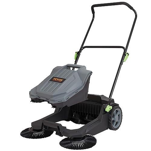 VEVOR Walk-Behind Hand Push Floor Sweeper with 25.6" Sweeping Width - color: Gray + Black