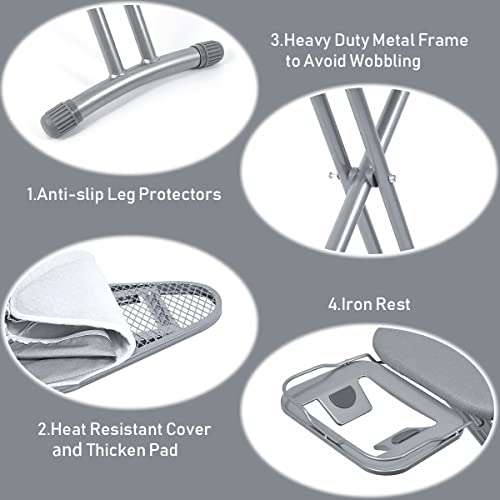 Duwee 12"x36" Ironing Board with Heat Resistant Cover Thicken Felt Pad - color: Silver