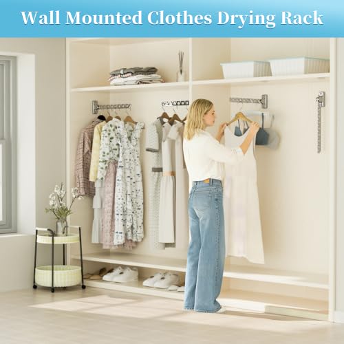 Alise Clothes Drying Rack Wall Mounted,Folding Coat Hanger,Polished Chrome - color: Chrome, size: (1 Pack)1008 8-Holes