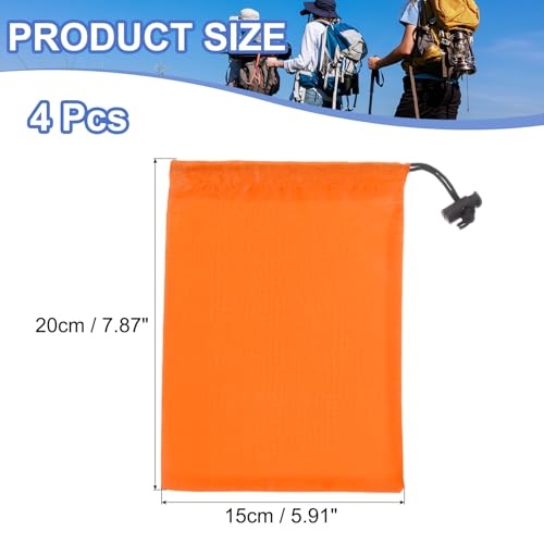 Drawstring Bag with Toggle, Stuff Sack String Waterproof Travel Storage Bags Cinch Stuff Pouch -Fitting for (Gym/Traveling/Hiking/Yoga/Office/Shoes) 6 x 8 & 4 Pack & Orange - color: Orange, size: 6 x 8"