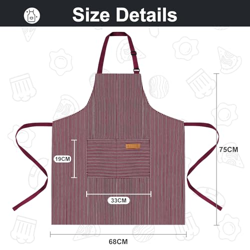 VALOME 2 Pack Kitchen Aprons with Pockets, Cooking Chef Apron for Men Women - color: Black & Red