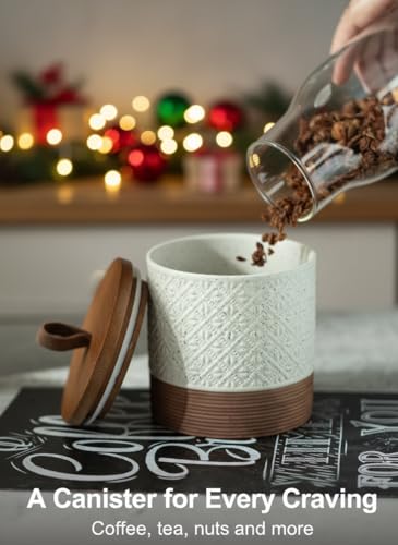 Miamolo Ceramic Jar with Lid, Airtight Coffee Canisters, White & 20 fl.oz - color: White, size: 20 fl.oz