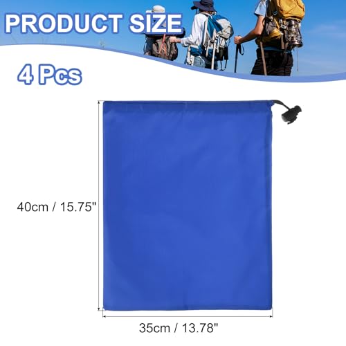 Drawstring Bag with Toggle, Stuff Sack String Waterproof Travel Storage Bags Cinch Stuff Pouch Fitting for (Gym/Traveling/Hiking/Yoga/Office/Shoe) 16 x 14 & 4 Pack & Sapphire Blue - color: Sapphire Blue, size: 16 x 14"